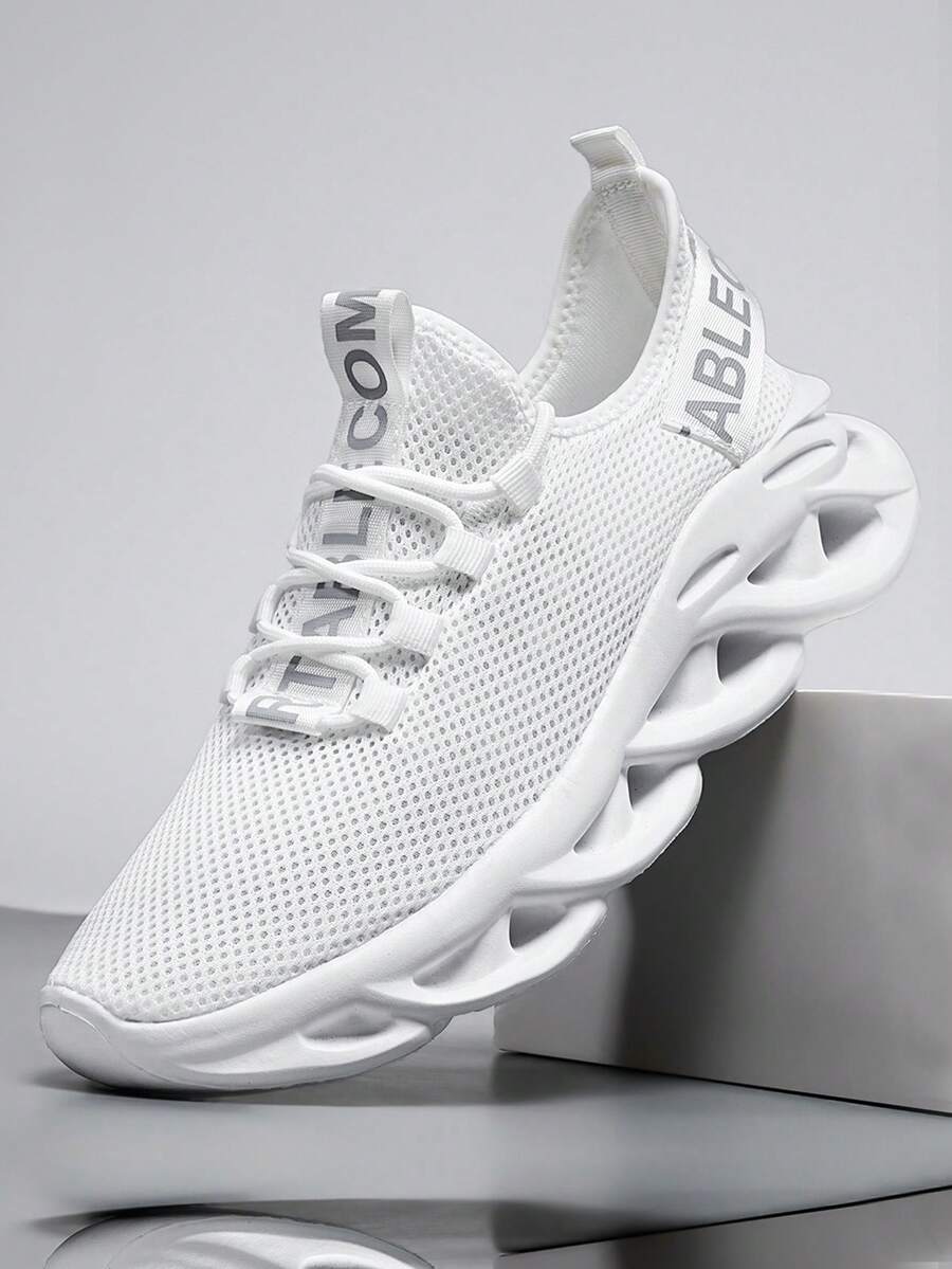 ​Men's White Mesh Slip-Resistant Sneakers - Wave Sole All-Day Comfort, Verified Walking Shoes For Men​ - trắng - Xem 1