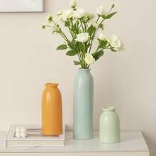 Juego de 3 jarrones decorativos de cerámica de 10.4 pulgadas, estilo bohemio moderno escandinavo, decoración del hogar de estilo campestre moderno blanco (mezcla de café) - Vistoso - Ver 3