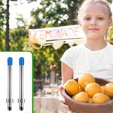 FUCHENGJSLasnten 2 Pack Straw Puncher Plastic Lids Lemonade Cups, Stainless Steel Straw Hole Puncher Punching Tools Cafe Drinks Container Squeezed Lemonade Stand Supplies(8.Inch,Black) - 藍色 - 查看 11