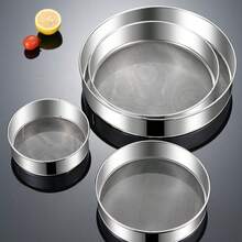 Stainless Steel 40/60 Mesh Flour Sifter - Rust-Resistant Ultra-Fine Sieve For Baking Powder, Sugar, And Vanilla | Overlock Kitchen Sifter, Round Stainless Steel Flour Sifter, 15cm And 20cm Stainless Steel Icing Sugar Strainer, Professional Fine Mesh Kitchen Flour Sifter - Silver - View 1