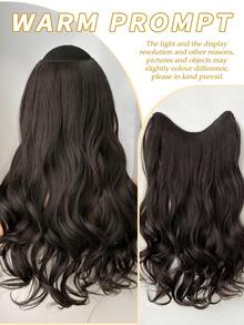 24英寸V型渐变色夹式接发，自然波浪卷合成纤维假发 - 黑棕色 - 查看 11