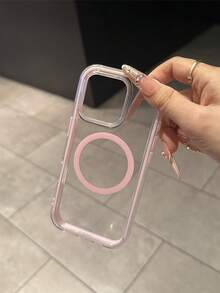 1 件时尚奢华纯色磁性透明全覆盖手机壳，适用于 17/17 Air/17 Pro/17 Pro Max/16 16 Pro 16 Plus 16 Pro Max 15 14 13 11 12 Pro Max，无线充电盖，防震，夏季多巴胺 - 粉色 - 查看 3