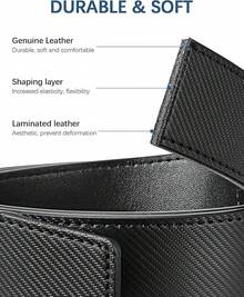 BOSTANTEN Belt Men Leather Reversible Belts Men 1 3/8 Casual Dress Pants, Two-In-One Belt - 010-全黑 - 查看 7