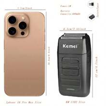 Kemei Afeitadora eléctrica inalámbrica recargable para hombres KM-1102, recortadora de vello facial de doble cuchilla reciprocante, acicalador potente multifunción, carga USB, color negro - Multicolor - Ver 13