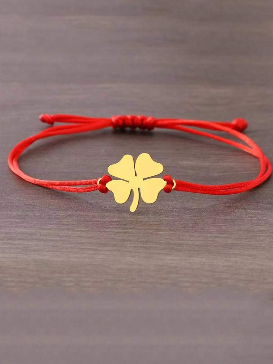 New Handmade Four-Leaf Clover Braided Bracelet, Popular In Europe And America - View 1