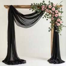 1 pieza Panel de material de malla transparente negra, 315 x 29.5 pulgadas - Perfecto para decoración de bodas y fiestas grandes, mezcla de poliéster de uso múltiple