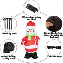 Inflatable 7 Ft Christmas Snowman With Built-In LED Lights, Stakes - Xmas Blow Up Yard Decor, Outdoor Christmas Decorations For Yard, Lawn, Garden - Christmas Inflatables - White - View 3