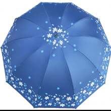 1pc Random Retro Floral 10 Ribs Reinforced Large Umbrella, Black Coating Rain/Sun Protection Parasol Summer Cooling,Beach,Travel