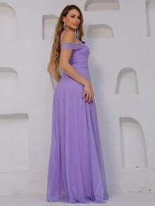 Long Off-The-Shoulder Party Dress With Sparkle For Bridesmaid, Wedding, Princess Graduation - 紫丁香色 - 查看 3