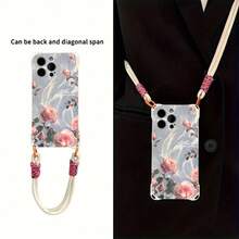 Funda para teléfono 1 pieza Una elegante correa para el hombro tipo bandolera, patrón Correa para el hombro tipo bandolera Correa de mano anticaída de cuatro esquinas Funda protectora para teléfono móvil Puede colgarse hacia atrás Funda para teléfono móvil suave adecuada para la serie 12 13 14 15 16 Pro Pro Plus - - Colores mixtos 1 - Ver 6