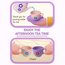 女孩角色扮演下午茶套装，下午茶甜点茶壶套装，公主下午茶游戏茶壶厨房玩具，复活节儿童生日礼物 - 彩色 - 查看 6