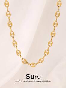 1 chiếc dây chuyền hạt cườm bằng thép không gỉ, dây chuyền mặt dây chuyền hình cầu vàng thời trang dành cho nữ, phụ kiện dành cho nam. - vòng cổ - Xem 10