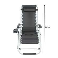 178*66*95cm Camping Chair, Portable Deck Chair, Foldable And Adjustable Armchair, Reclining Outdoor Sun Loungers, Relaxing Chairs For Patios, Terraces, Gardens, Camping - 黑色 - 查看 3