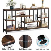 Tribesigns Console Hallway, 180 Cm Extra Long Console Table Behind Couch With Storage Shelves, 5-Tier Industrial Entryway Hallway EntranceTable For Living Room, Rustic Brown - Rustic Brown - 查看 7