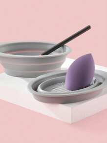 mulynsie 1pc Foldable Silicone Makeup Brush Cleaner Bowl,Can Ete For Rcycle Portable Make Brush Cleaning Mat, Beauty Brush Cleaning Drying Washing Tools, For Brushes Powder Puffs, And Sponges,Quick Clean Makeup Tool Dry Cleaning Box