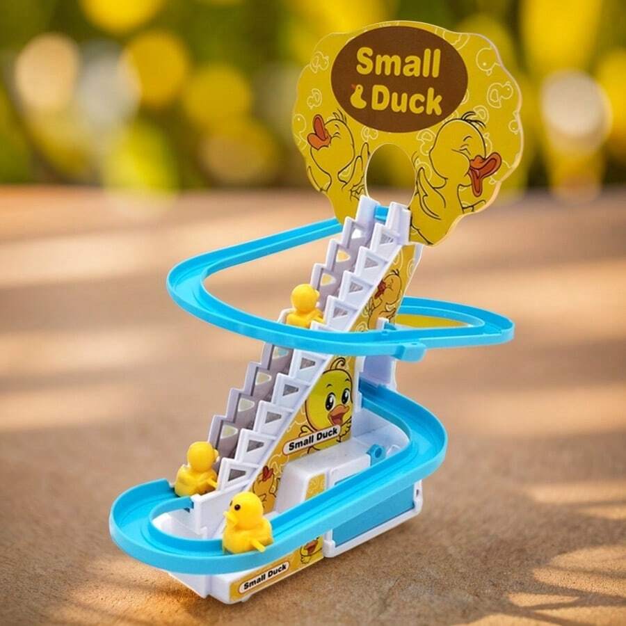 1套儿童小黄鸭音乐可爱爬楼梯轨道玩具，萌鸭子滑梯，培养宝宝专注力，益智亲子互动生日礼物