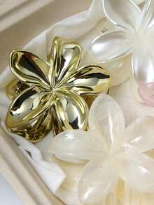 4 件/套 6 厘米 Y2K 亚克力渐变色小花朵发夹，优雅精致的发髻装饰，可爱的卡哇伊时尚配饰，适合日常装扮，夏季海滩发夹发饰，学校用品，大学 - 彩色 - 查看 2