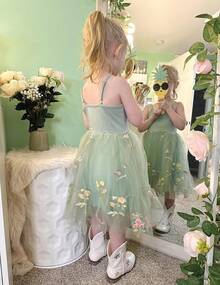 2025Toddler Girls Tulle Dress Rainbow Tutu Birthday Princess Dresses Formal Photo Shoot Outfit Summer Clothes 2-6T'Sprout Style' - 鼠尾草綠 - 花薄紗 - 查看 8