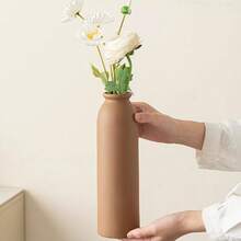 Juego de 3 jarrones decorativos de cerámica de 10.4 pulgadas, estilo bohemio moderno escandinavo, decoración del hogar de estilo campestre moderno blanco (mezcla de café) - Mezcla de café - Ver 1