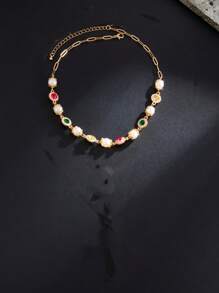 Conjunto de 3 piezas de collar de cuentas de rosario de circonita retro de moda con cruz de brillantes, adecuado para hombres y mujeres, regalo exquisito