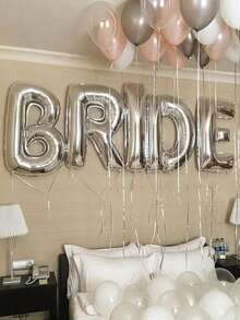 1set 32Inch Silver Bride Letter Balloon For Wedding Decorations Bride Letters Foil Balloon Bridal Shower Bachelor Party Supplies - silver - View 2