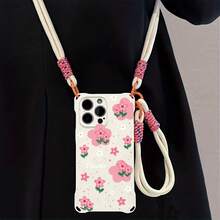 Funda para teléfono 1 pieza Una elegante correa para el hombro tipo bandolera, patrón Correa para el hombro tipo bandolera Correa de mano anticaída de cuatro esquinas Funda protectora para teléfono móvil Puede colgarse hacia atrás Funda para teléfono móvil suave adecuada para la serie 12 13 14 15 16 Pro Pro Plus - - Colores mixtos 1 - Ver 6