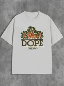 Cool And Dream Style Men's Printed T-Shirt, Comfortable And Breathable Leisure Sports, Suitable For Spring And Summer Leisure, Suitable For Couples Suitable For Festivals - 淺灰色 - 查看 1