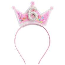 1个生日皇冠发箍，适合3-9岁儿童，公主风头饰，粉色发饰，生日礼物发箍，发带，发圈，秋季款，女士发箍 - 彩色 - 查看 16