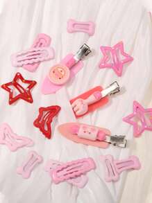 45 Stück/Pack Mehrfarbige Mini Schwein, Stern, Schmetterling Muster Haarclips geeignet für Frauen, Party & Streetwear, Y2K bunte Metall Süße Haarclips, Haarspangen, Klammern, Haarklammern, Haarspangen
