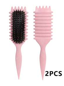 2025 New Pink Curling Brush With Wild Boar Bristles – Designed For All Hairstyles And Women's Curly Hair. No Pulling, No Tangles, Easy Detangling, Anti-Frizz And Smooth Finish. Creates Natural Curls Effortlessly – Your Go-To Styling Tool For Summer.