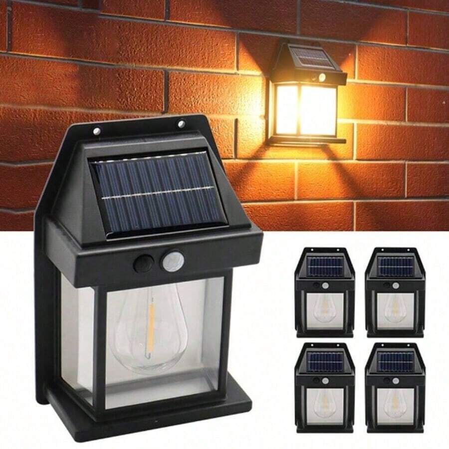 Solar Powered + Motion Sensor Outdoor Waterproof Wall Lamp, 3 Modes, 1/2/4pcs Set, Porch, Garden, Yard Lights - Multicolor - View 1
