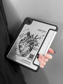 Funda protectora personalizada con pintura acrílica transparente de corazón a doble cara, a prueba de golpes, adecuada para iPad séptima, octava (10.2 pulgadas) y décima generación, con ranura para bolígrafo, compatible con funciones de suspensión y activación, regalo de vacaciones, regalo de Año Nuevo.