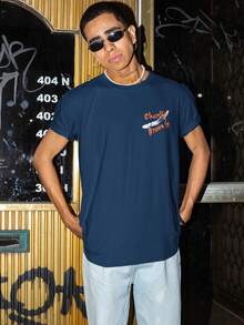 CBJR Basic T-Shirt With Crybaby Print - Navy Blue - View 2