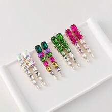 1 par de pendientes colgantes largos de acrílico de moda, pendientes personalizados multicolor para mujeres, versátiles