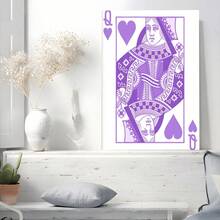 1Pc Framed Wall Art Purple Card Canvas Poster Paintings Ideal Gift For Living Room Bedroom Corridor Wall Decor Room Decoration Ready To Hang - 彩色 - 查看 2