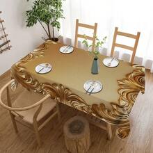 1 件/5 件/7 件豪华金色图案桌布和椅套套装（5 件包括 4 个椅套和 1 张桌布，7 件包括 6 个椅套和 1 张桌布），适合家庭聚会的节日风格，长方形桌布适合方桌，弹性椅套适合室内餐厅 - 彩色 - 查看 16