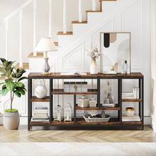 Tribesigns Console Hallway, 180 Cm Extra Long Console Table Behind Couch With Storage Shelves, 5-Tier Industrial Entryway Hallway EntranceTable For Living Room, Rustic Brown - Rustic Brown - 查看 5