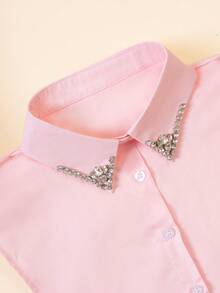 1 pieza Cuello decorado desmontable para mujer con perlas falsas hechas a mano, versátil para uso casual y formal, para vestidos, para decoración navideña - Rosa - Ver 3
