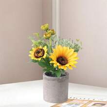 Sunflower Simulation Plastic Flowerpot Home Dining Table Fake Flower Small Bonsai Decoration