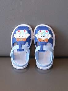 1双儿童凉鞋沙滩鞋新款幼儿拖鞋闭趾男女童1-3岁防滑室内外防撞婴儿爬行凉鞋适合夏季速干卡通图案，魔术贴趾套防撞 - 藍色 - 查看 5