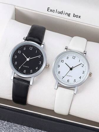 2 st/set dammode, casual, digital, kvartsarmbandsur med liten urtavla och bältekombination