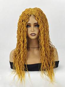 28" Micro Senegal Twist Box Braided Wig – Glueless Lace Front Synthetic Knotless Braids For  (#613, Honey Yellow) - SYellow - View 3