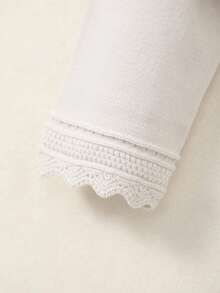 女婴优雅镂空蕾丝边针织开衫披肩，送给宝宝的完美礼物！ - 米色 - 查看 3