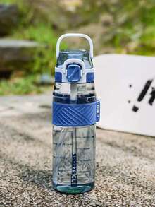 1个1000毫升/800毫升/600毫升户外运动便携水瓶，带吸管，耐用，绿色，带安全盖和提手，适合日常通勤、户外露营、办公、户外活动、万圣节、圣诞节和新年礼物 - 彩色 - 查看 23