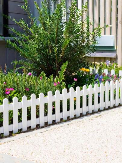 3/5/10pcs Plastic Fence White Fence For Yard, Patio, Villa, School, Indoor & Outdoor Decor, Garden Picket Fences, Lawn Edging
