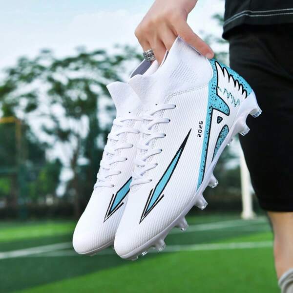 1 Par de Zapatos de Fútbol/Fútbol de Estilo Deportivo Antideslizantes y Duraderos, Diseño de Tacos AG, Parte Superior de PU, Coloridos, Suela de Goma, Zapatos de Partido Profesionales Adecuados para Campos Fangosos y de Césped Corto