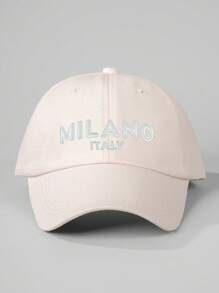 1 pièce Casquette de baseball brodée Milano pour femmes, chapeau décontracté réglable avec protection contre le soleil pour l'extérieur, les voyages, la plage, les vacances, également adapté pour les hommes, style Y2K