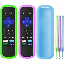 3+2 Packs Replacement Remote Control For Roku With Soft Silicone Case Universal Remote For  Roku Hisense Roku Onn Roku Westinghouse Roku  Roku Smart TVs (Not For Roku Stick Box) - 2PackRemote & Vỏ màu xanh & Vỏ màu tím & Xanh lá - Xem 1