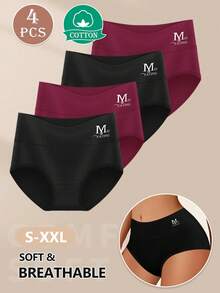 MEIYATING 4 条女士中腰三角内裤，舒适贴合，纯色 - 彩色 - 查看 5