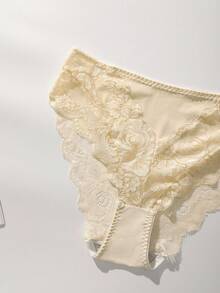6件装大码女士性感蕾丝拼接纯色透气舒适内裤 - 彩色 - 查看 4